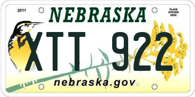 NE license plate XTT922