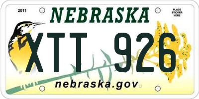 NE license plate XTT926