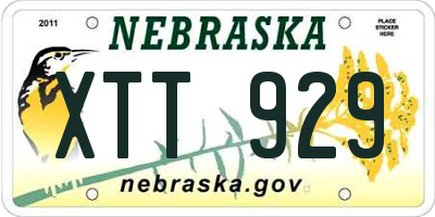 NE license plate XTT929