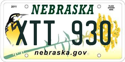 NE license plate XTT930