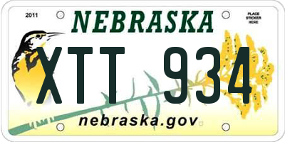 NE license plate XTT934