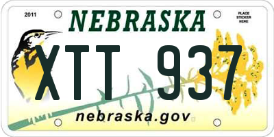 NE license plate XTT937