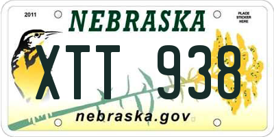 NE license plate XTT938
