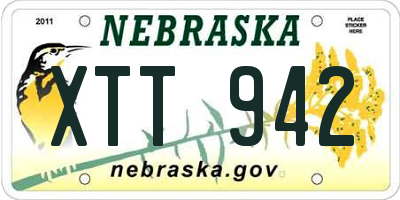 NE license plate XTT942