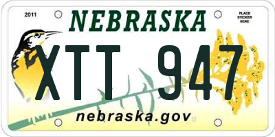 NE license plate XTT947