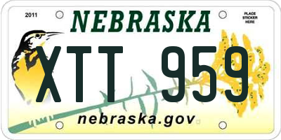 NE license plate XTT959