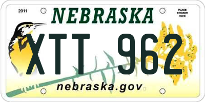 NE license plate XTT962