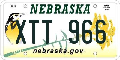 NE license plate XTT966