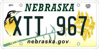 NE license plate XTT967