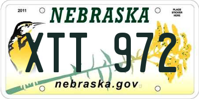 NE license plate XTT972