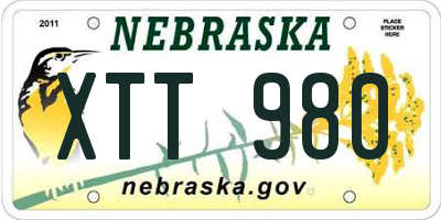 NE license plate XTT980