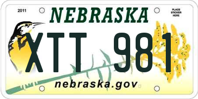 NE license plate XTT981