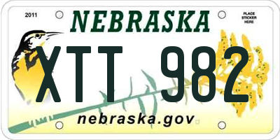 NE license plate XTT982