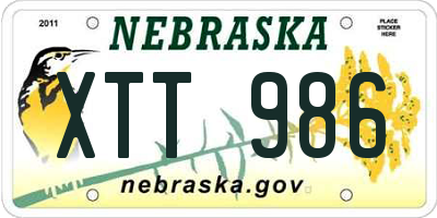 NE license plate XTT986