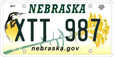 NE license plate XTT987