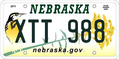 NE license plate XTT988