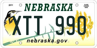NE license plate XTT990