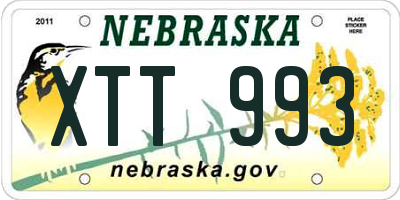 NE license plate XTT993