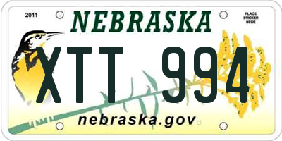 NE license plate XTT994