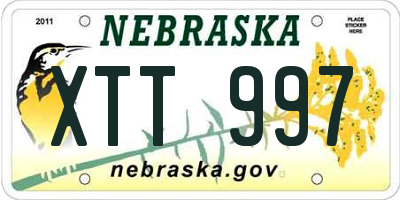 NE license plate XTT997
