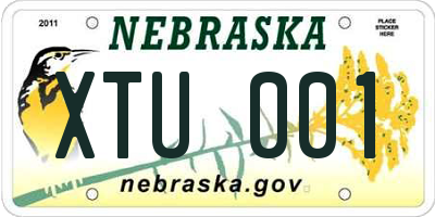 NE license plate XTU001