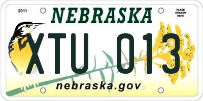 NE license plate XTU013