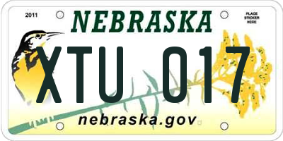 NE license plate XTU017