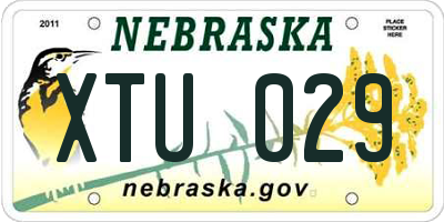 NE license plate XTU029