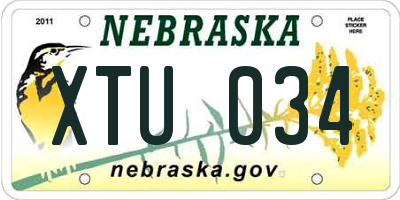 NE license plate XTU034