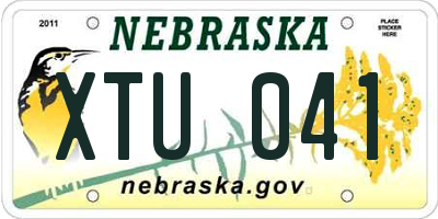 NE license plate XTU041