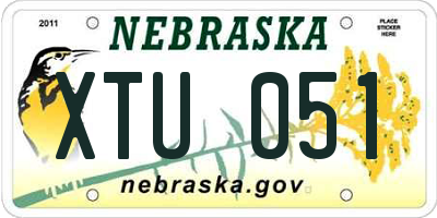 NE license plate XTU051