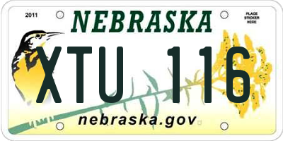 NE license plate XTU116