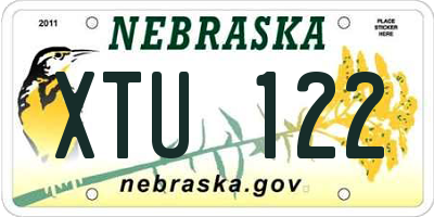 NE license plate XTU122