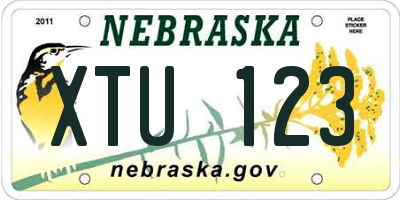 NE license plate XTU123