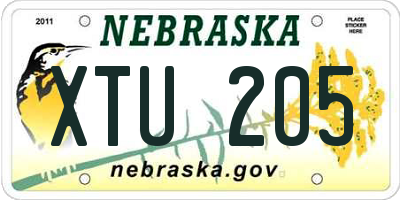 NE license plate XTU205