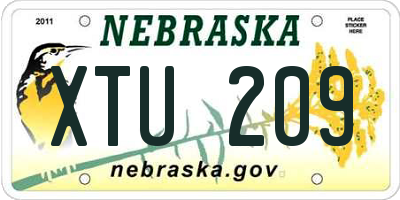 NE license plate XTU209