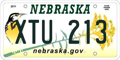 NE license plate XTU213