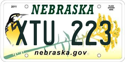 NE license plate XTU223