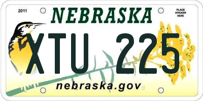 NE license plate XTU225