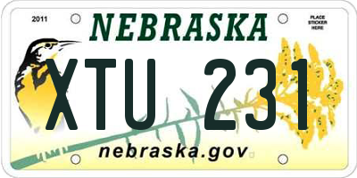 NE license plate XTU231