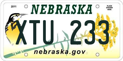NE license plate XTU233