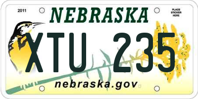 NE license plate XTU235