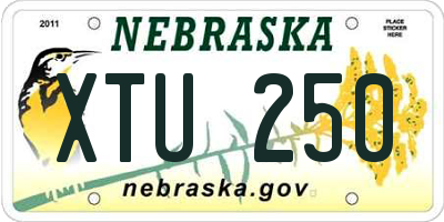NE license plate XTU250