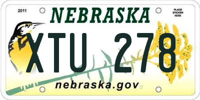 NE license plate XTU278