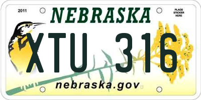NE license plate XTU316