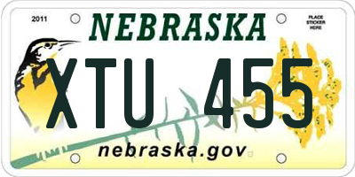NE license plate XTU455