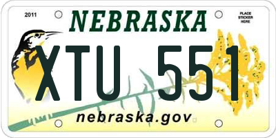 NE license plate XTU551