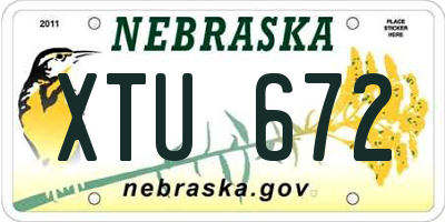 NE license plate XTU672
