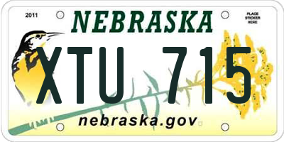 NE license plate XTU715