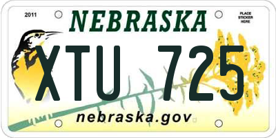 NE license plate XTU725